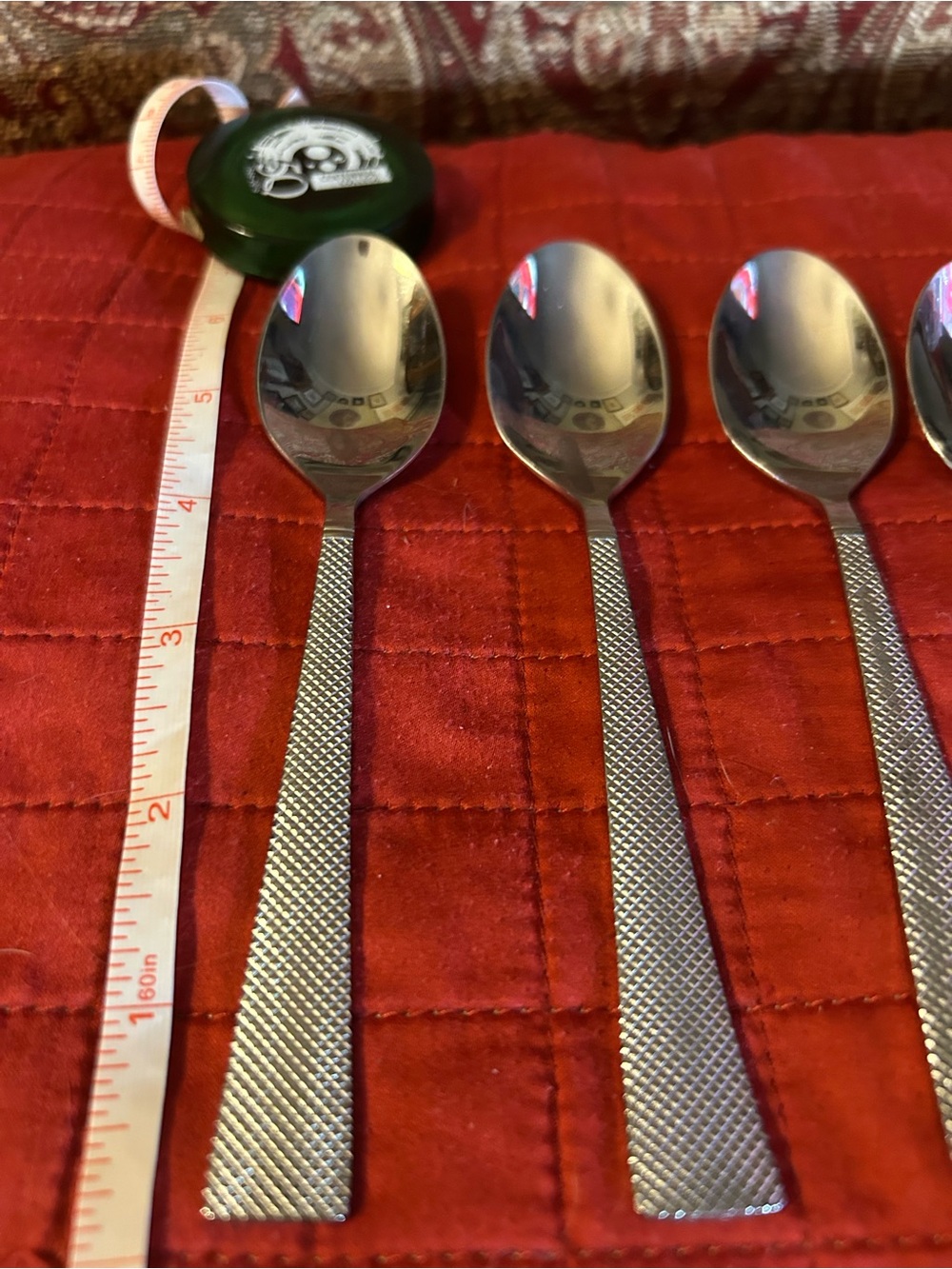 Bowring teaspoon 8 Stainless Steel Textured Handle Teaspoons - Set of 8- Silver